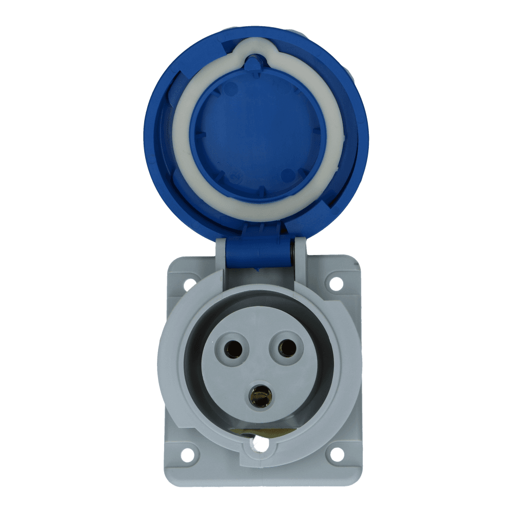 CEE female 3 polig 6H 32A IP67 inbouw wcd 220-240VAC CEE female 3 polig 6H 32A IP67 inbouw wcd 220-240VAC