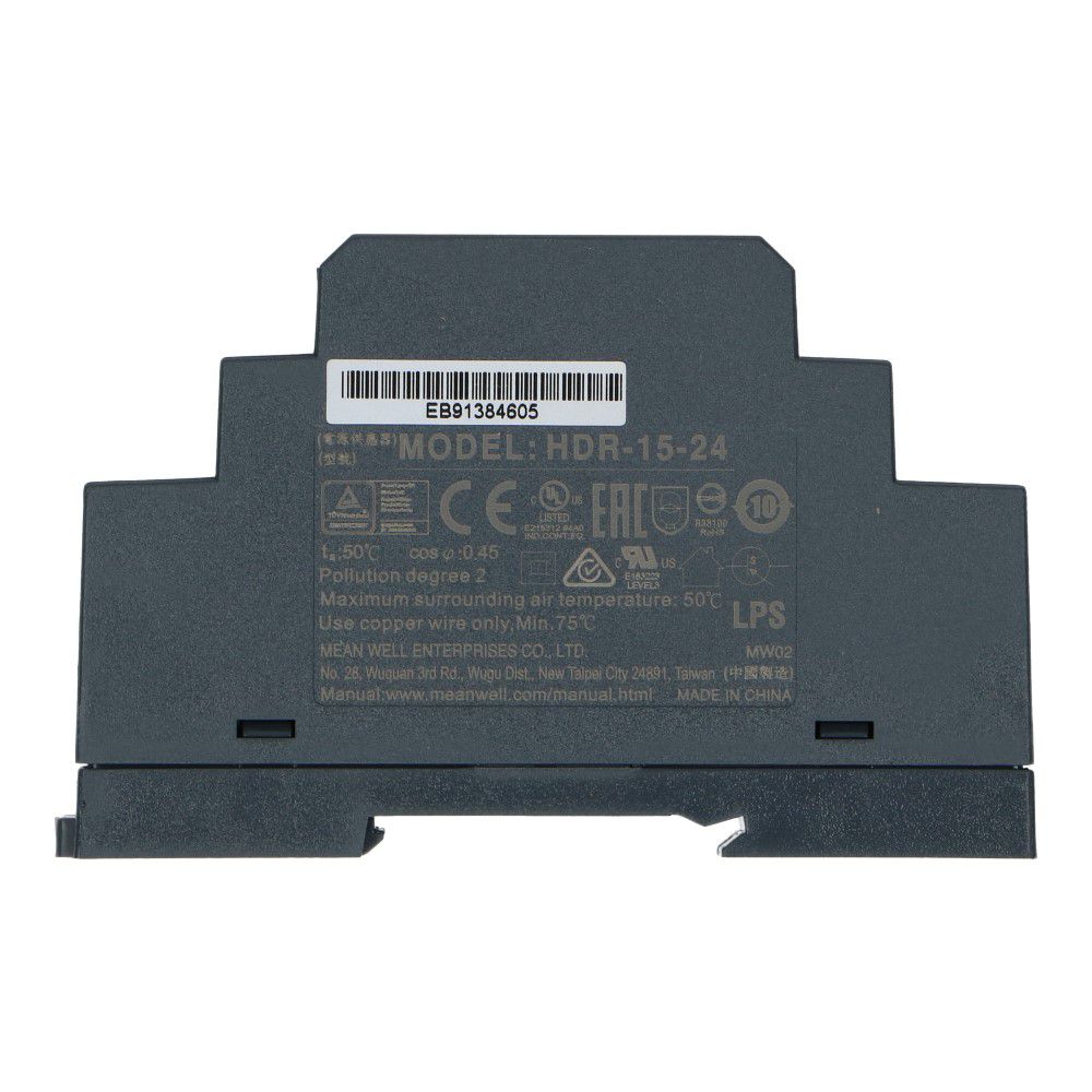 Voeding 24VDC 15W 0.63A dinrail ingang 85-264VAC Voeding 24VDC 15W 0.63A dinrail ingang 85-264VAC