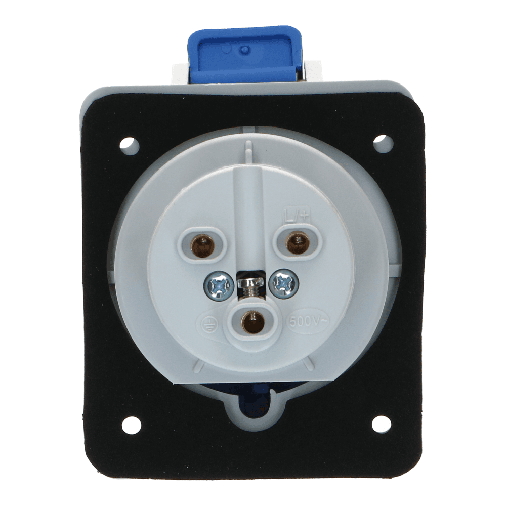 CEE female 3 polig 6H 32A IP54 inbouw wcd 220-240VAC CEE female 3 polig 6H 32A IP54 inbouw wcd 220-240VAC