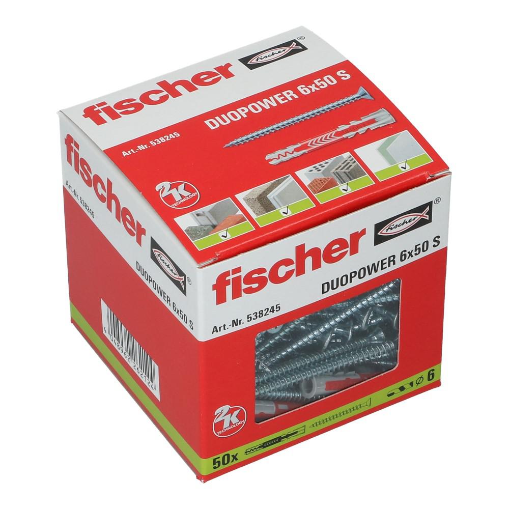 DuoPower plug universele 6x50mm met schroef 4.5x70mm PZ2 - 50 stuks DuoPower plug universele 6x50mm met schroef 4.5x70mm PZ2 - 50 stuks