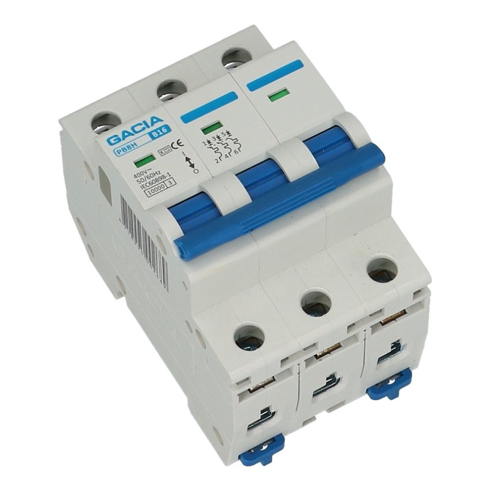Installatieautomaat 3 polig 16A karakteristiek D 10kA