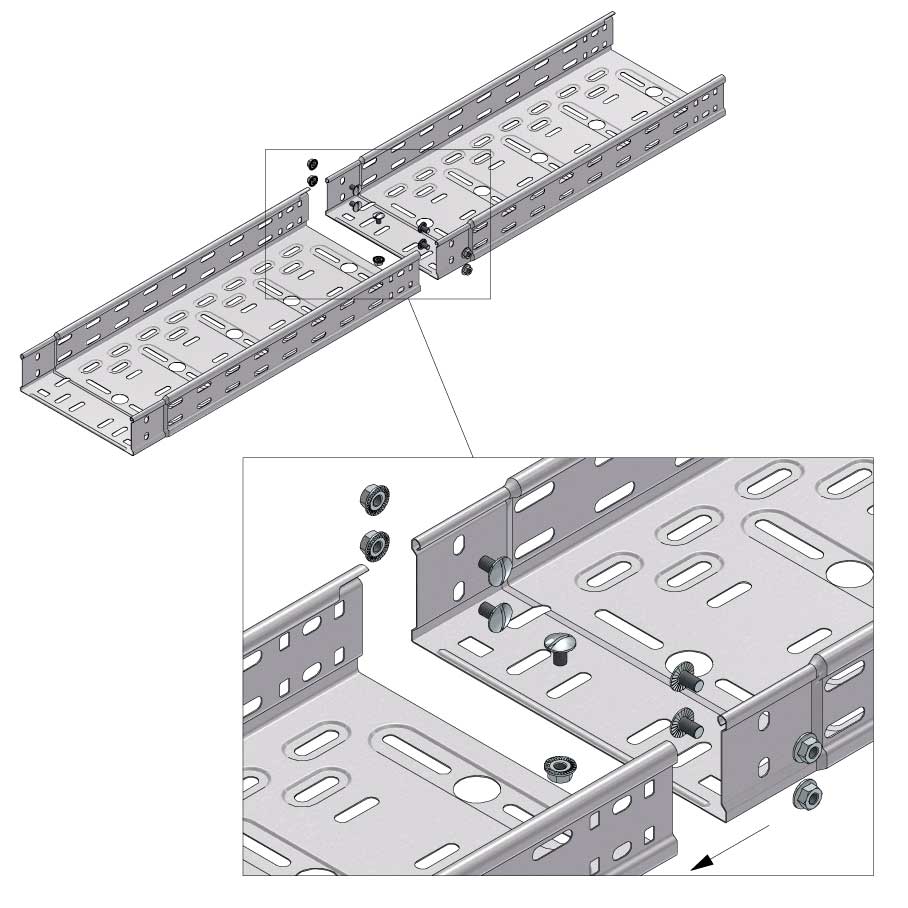 Kabelgoot ineenschuifbaar 200x60mm Sendzimir verzinkt - 3 meter Kabelgoot ineenschuifbaar 200x60mm Sendzimir verzinkt - 3 meter