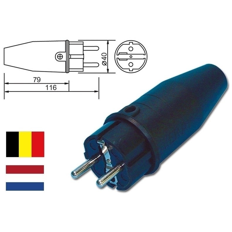 Rubber stekker gecombineerde randaarde 16A 250VAC Rubber stekker gecombineerde randaarde 16A 250VAC