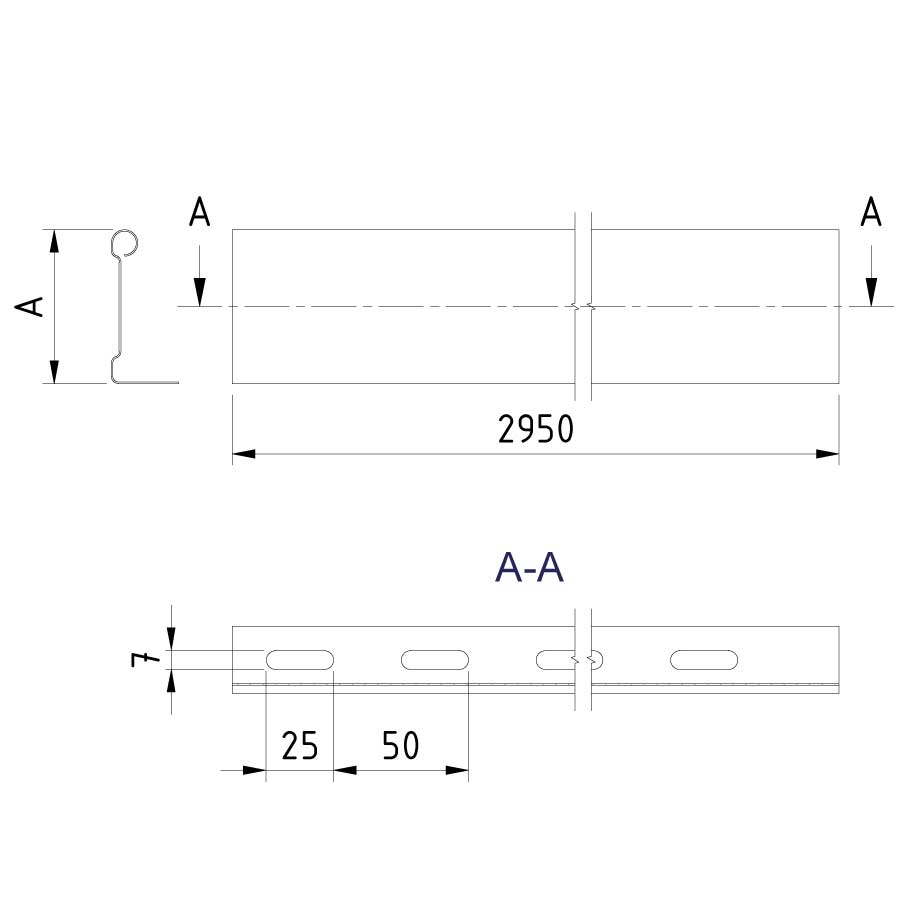 Kabelgoot scheidingsschot voor 60mm hoog Sendzimir verzinkt Kabelgoot scheidingsschot voor 60mm hoog Sendzimir verzinkt