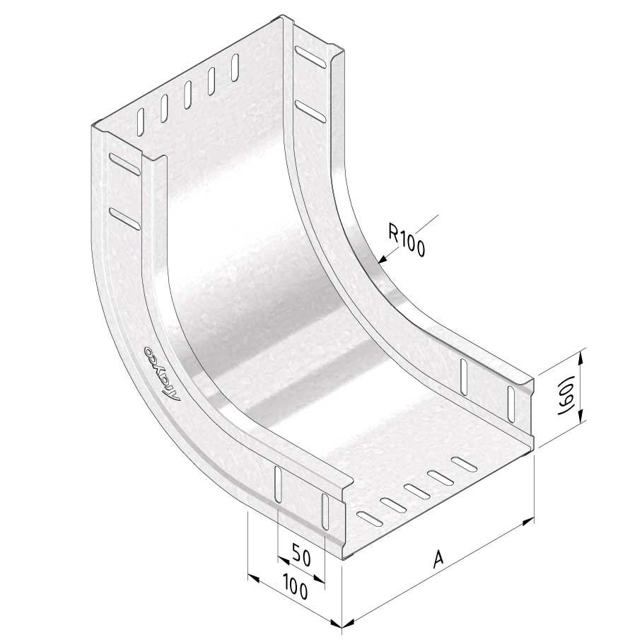 Kabelgoot stijgbocht100x60mm Sendzimir verzinkt Kabelgoot stijgbocht100x60mm Sendzimir verzinkt