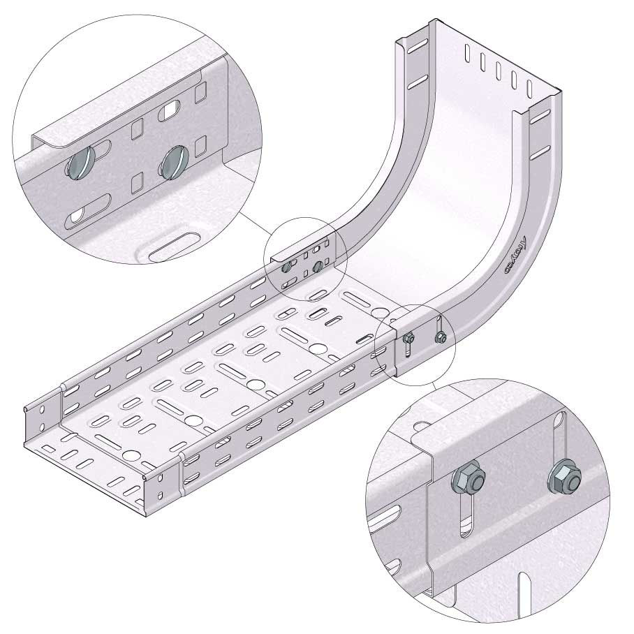 Kabelgoot stijgbocht100x60mm Sendzimir verzinkt Kabelgoot stijgbocht100x60mm Sendzimir verzinkt