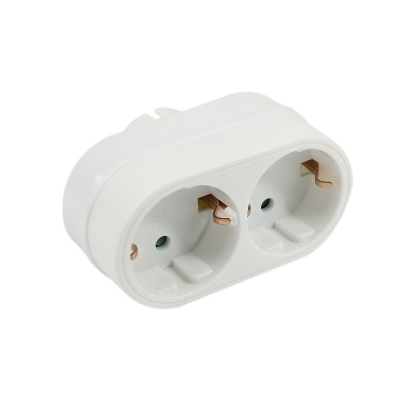 Stopcontact splitter 2 voudig wit horizontaal met randaarde