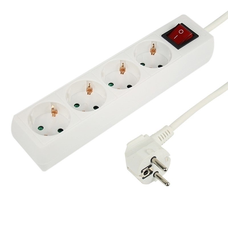 Tafelcontactdoos 4 voudig + schakelaar wit 1.5 meter 2500W