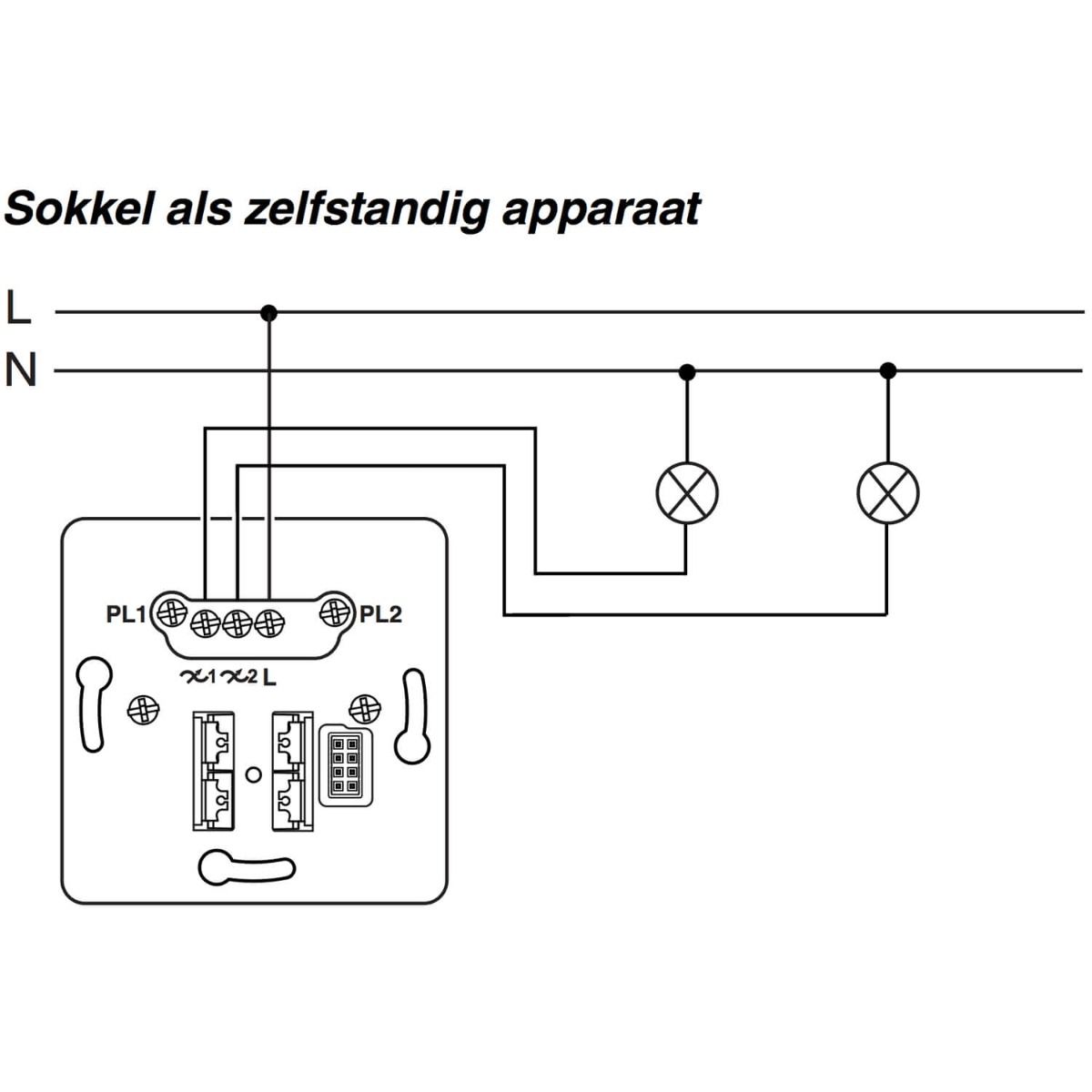 PlusLink inbouwsokkel universele tastdimmer dubbel PlusLink inbouwsokkel universele tastdimmer dubbel