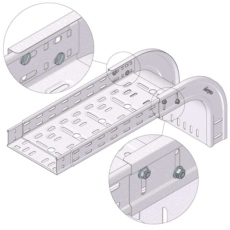 Kabelgoot valbocht100x60mm Sendzimir verzinkt Kabelgoot valbocht100x60mm Sendzimir verzinkt