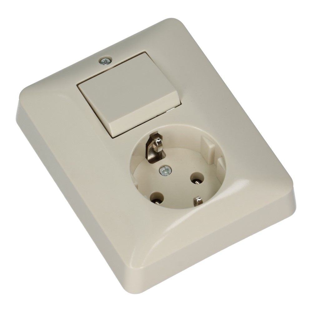 Combinatie wandcontactdoos RA + wisselschakelaar Creme