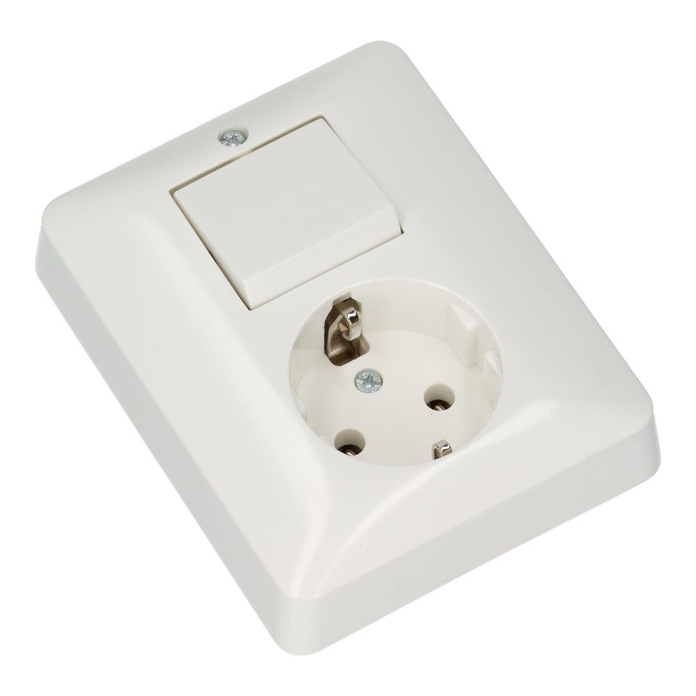 Combinatie wandcontactdoos RA + wisselschakelaar Wit