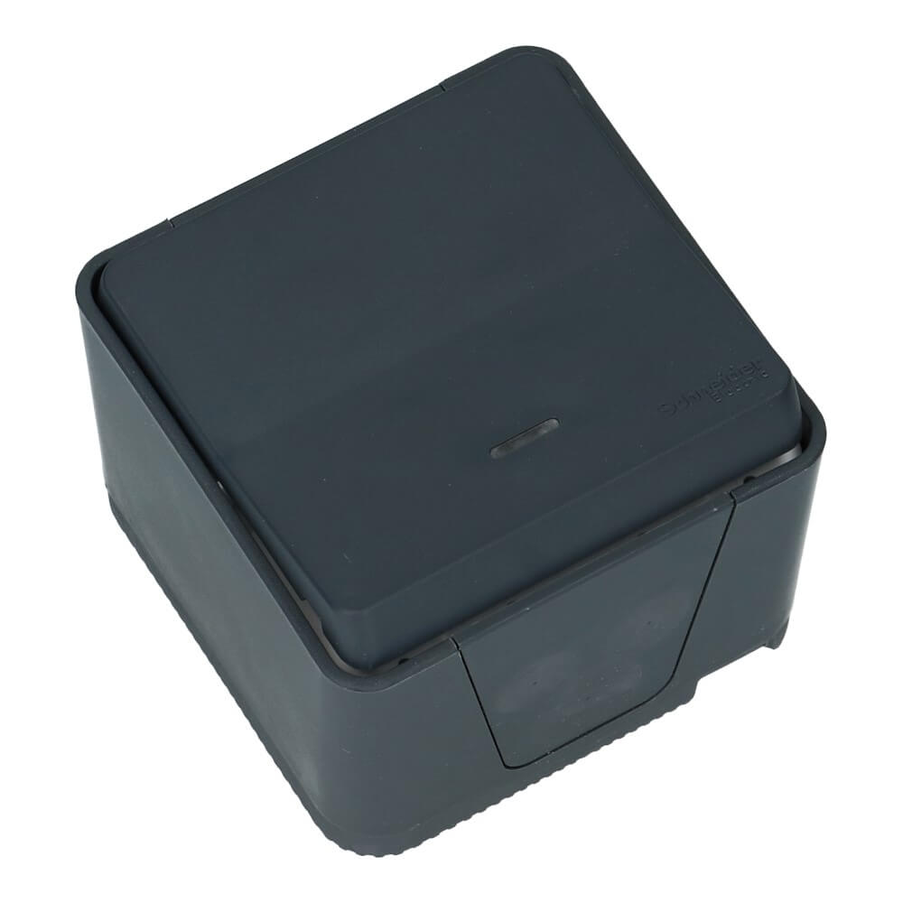 Mureva IP55 pulsschakelaar met indicatielamp grijs