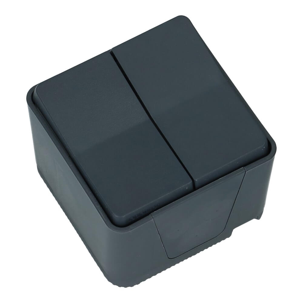 Mureva IP55 2 x wisselschakelaar grijs