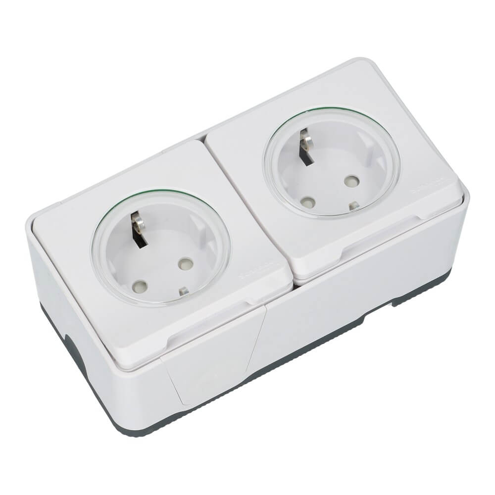 Mureva IP55 2 voudig wandcontactdoos polarwit