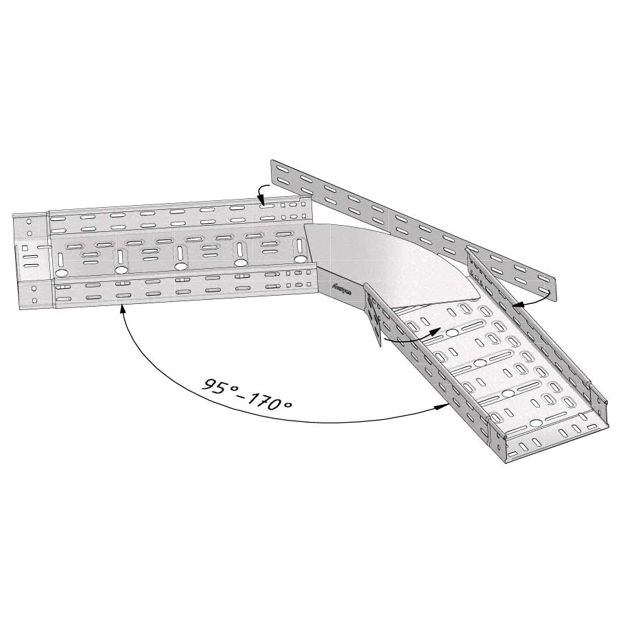 Kabelgoot verstelbare bocht 90°-170° 200x60mm Sendzimir verzinkt Kabelgoot verstelbare bocht 90°-170° 200x60mm Sendzimir verzinkt